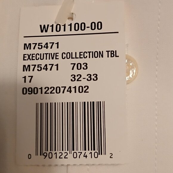 NWT. Executive Collection Men's White 17x32-33 Cotton Dress Shirts (0298A4) - Picture 8 of 11